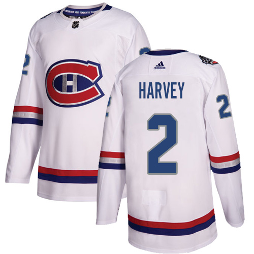 Adidas Canadiens #2 Doug Harvey White Authentic 100 Classic Stitched NHL Jersey